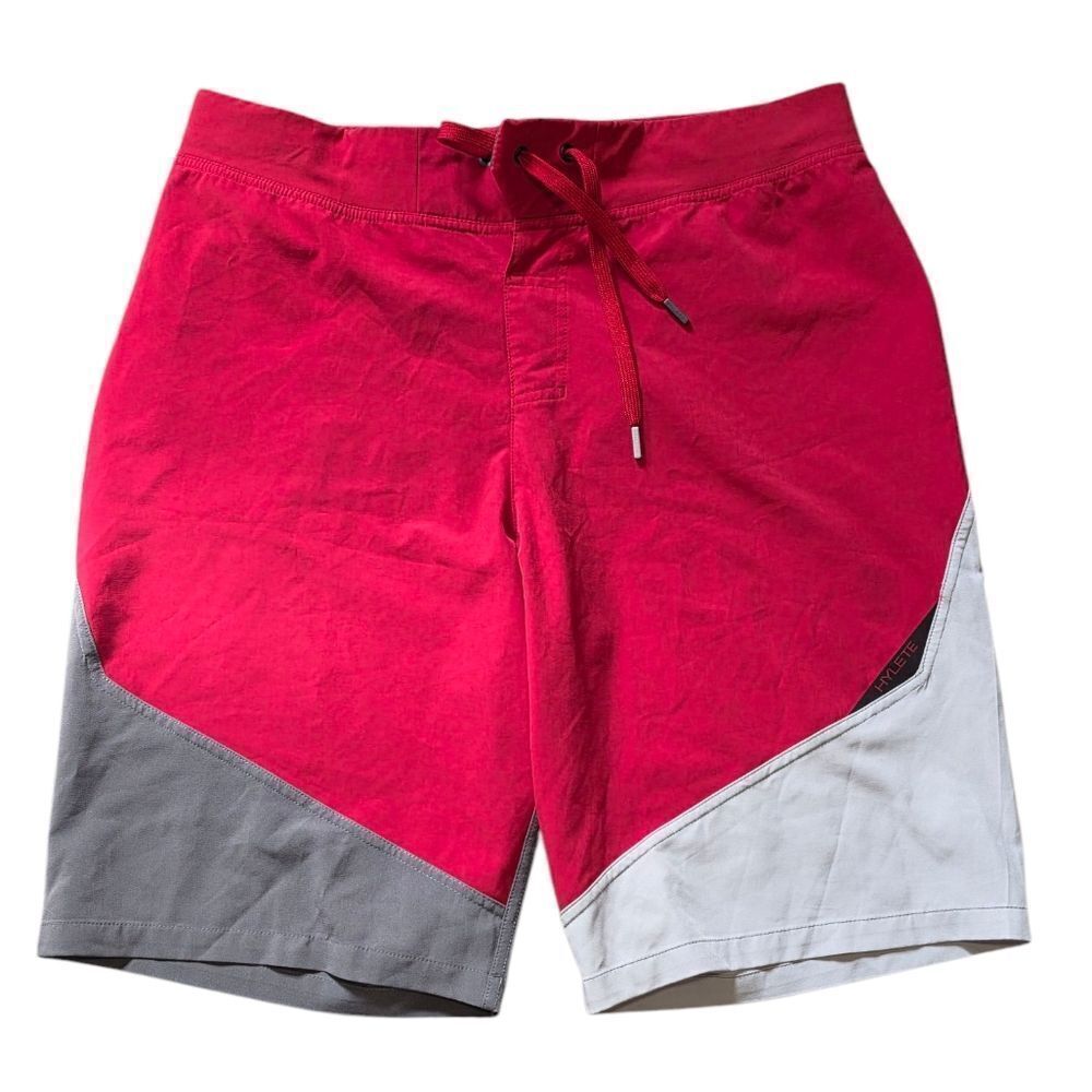 Hylete Mens Red and Gray Cross Training Board Shorts